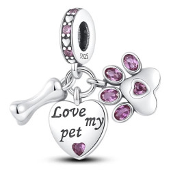 Charm Mascota Hueso Corazón y Patita Perrito