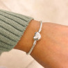 Pulsera Flexible Plateada Broche Corazón