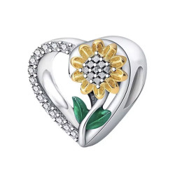 Charm Amor Flor Girasol en Corazón