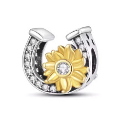 Charm Protección Herradura y Flor Girasol